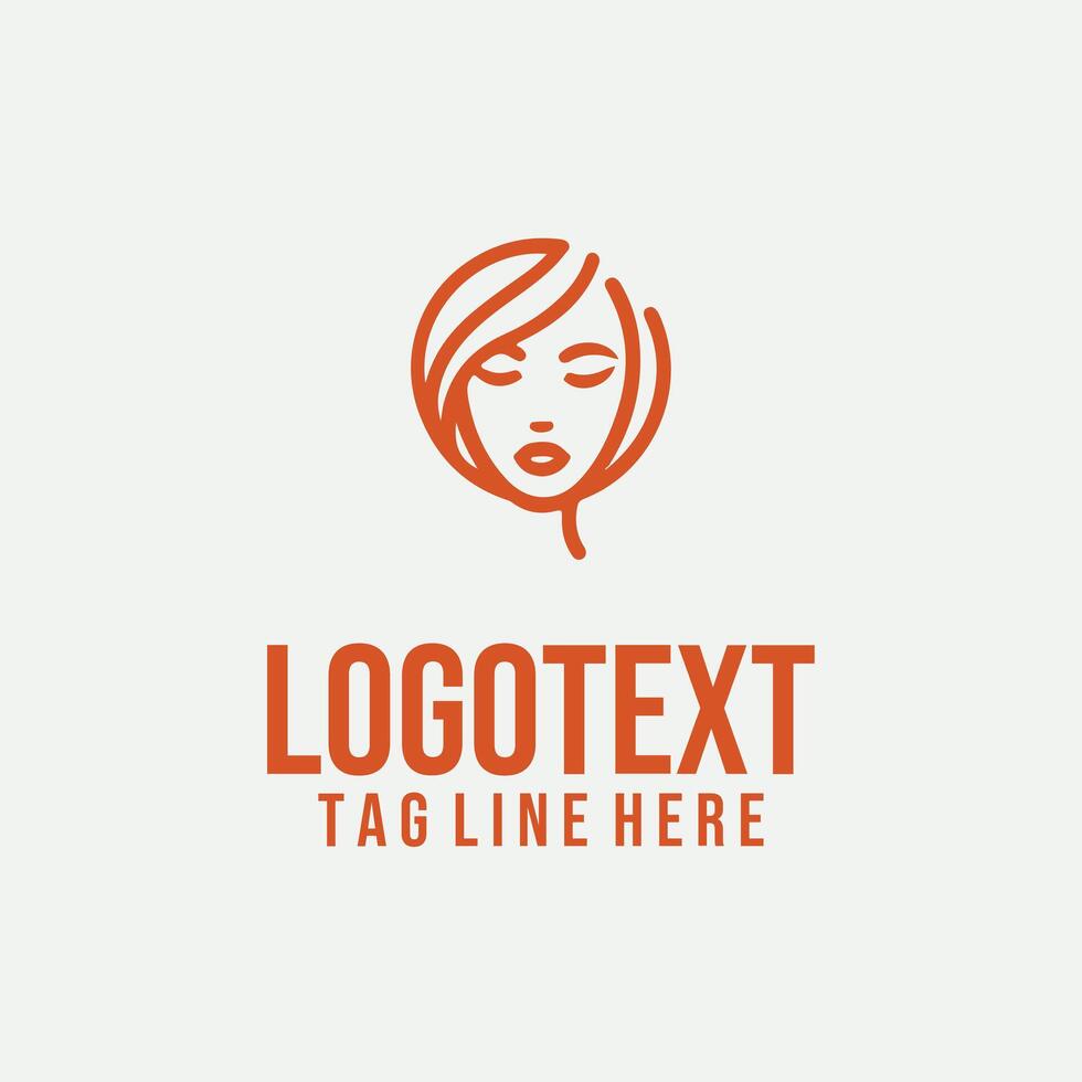 Femme Line Glow linear lady face logo vector