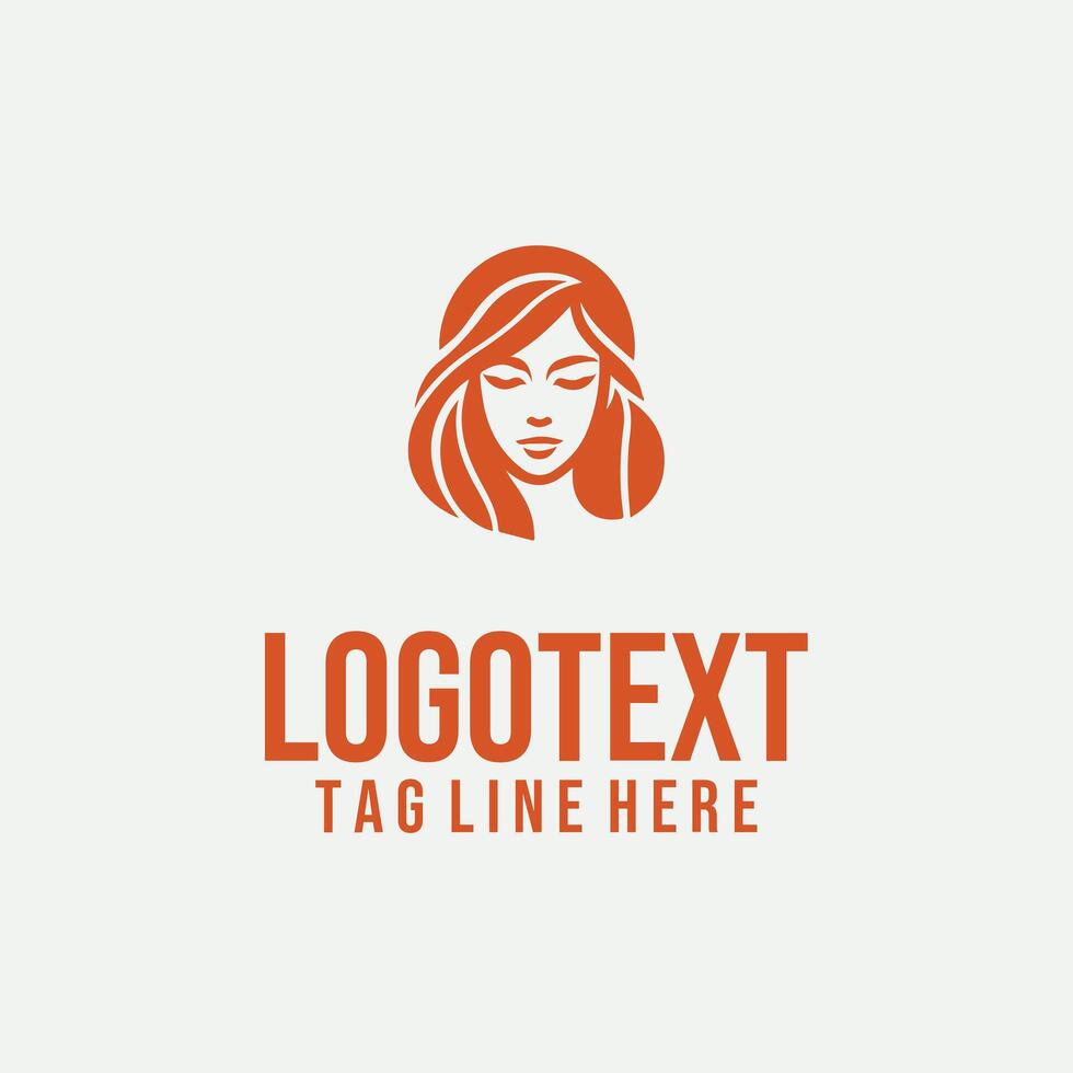 Silhouette Essence Line linear lady face logo vector