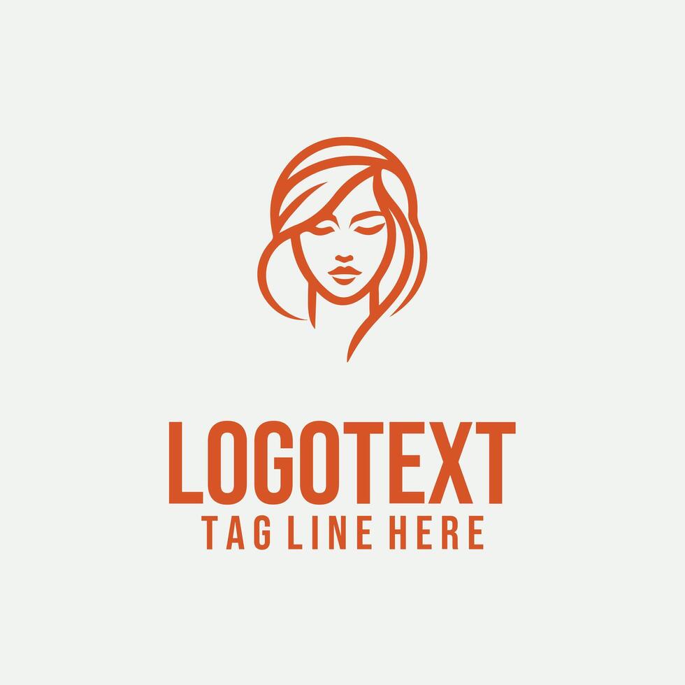 Chic Outline Face linear lady face logo vector