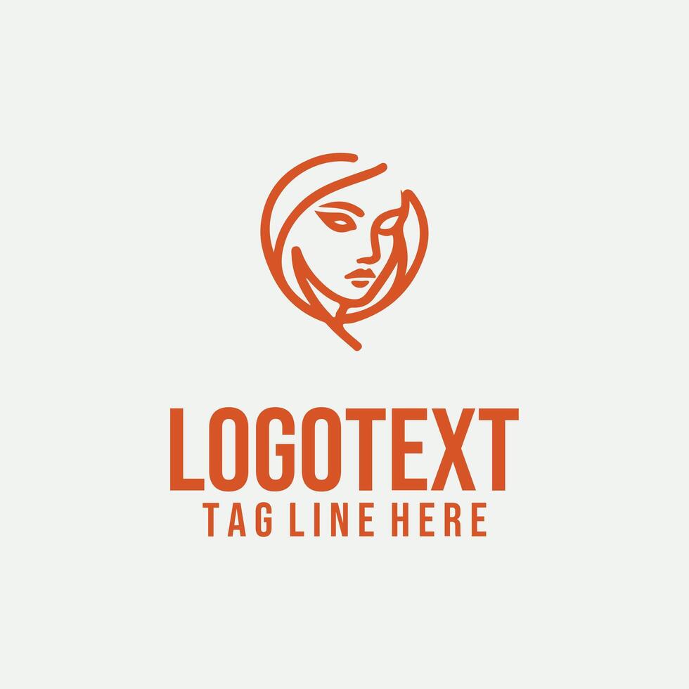 Femme Artistic Lines linear lady face logo vector