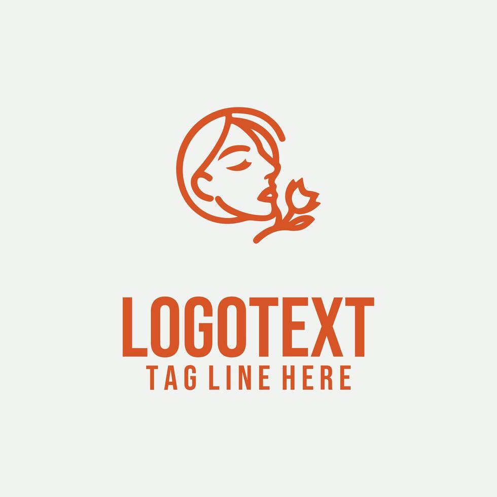 Linear Beauty Path linear lady face logo vector