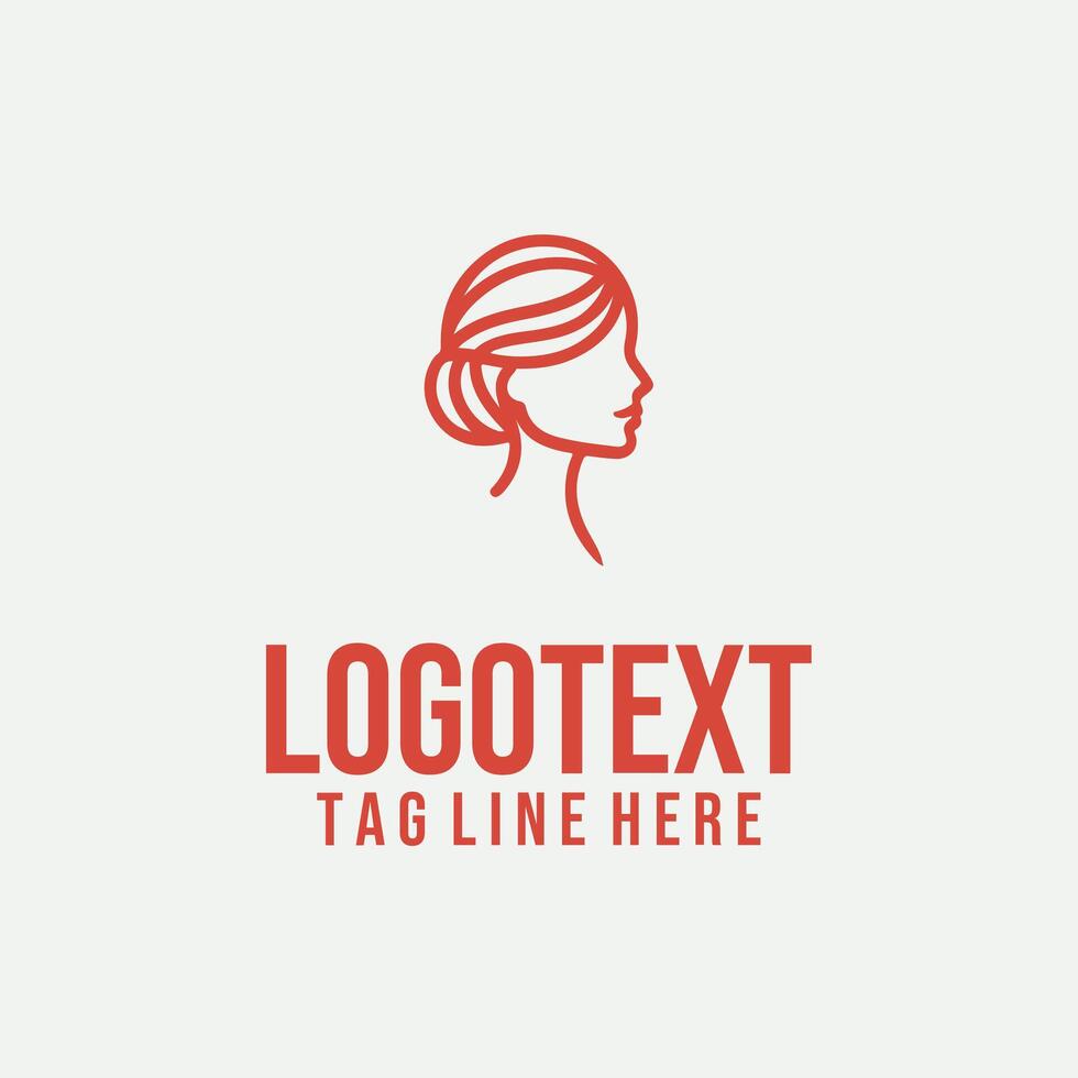 Face in Motion Art linear lady face logo vector