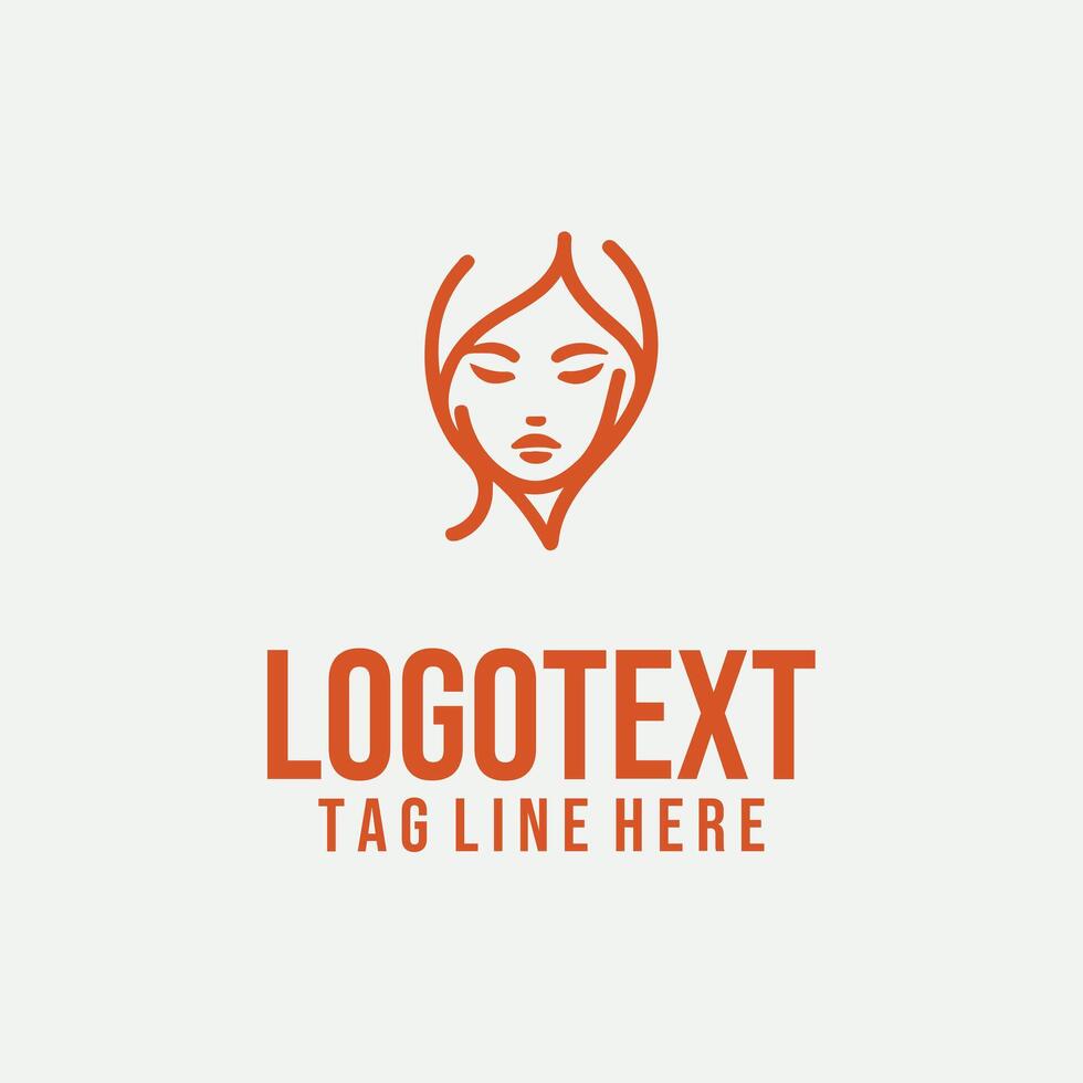 Femme Trace Art linear lady face logo vector