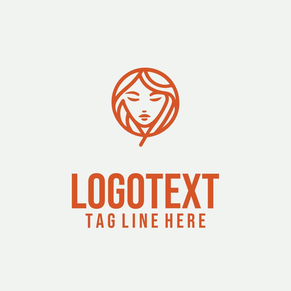 Ladys Flow linear lady face logo vector