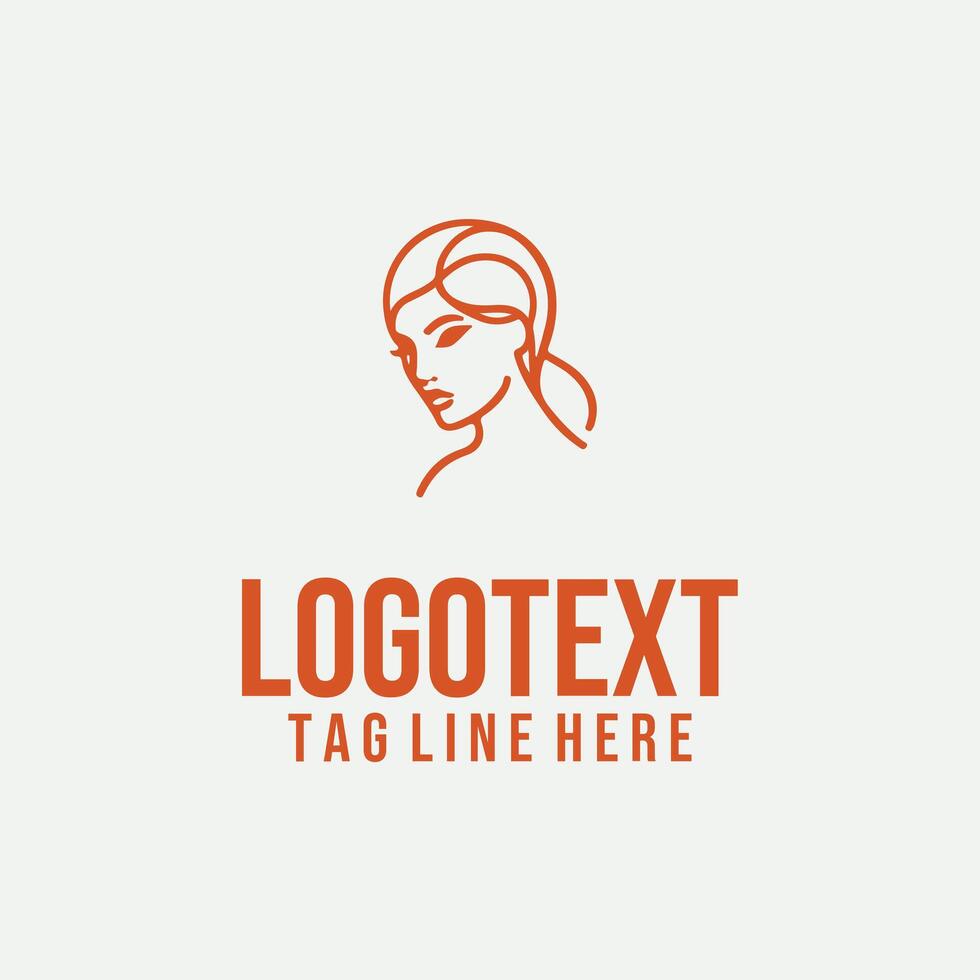 Elegant Lines linear lady face logo vector
