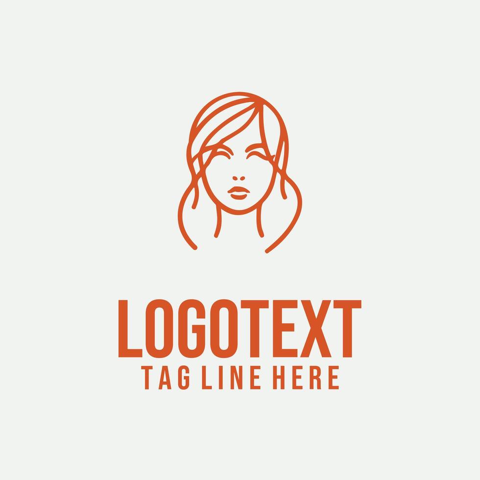 Femme Visage Art linear lady face logo vector