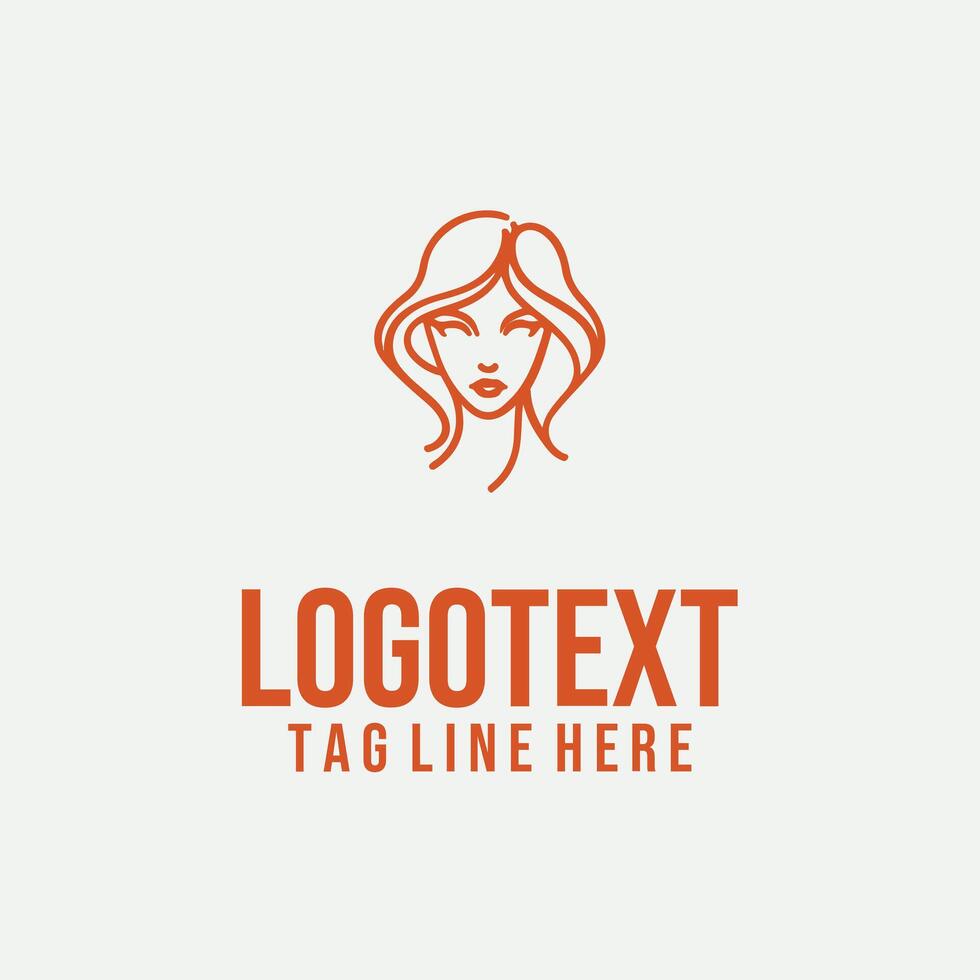 Face Silhouettes linear lady face logo vector