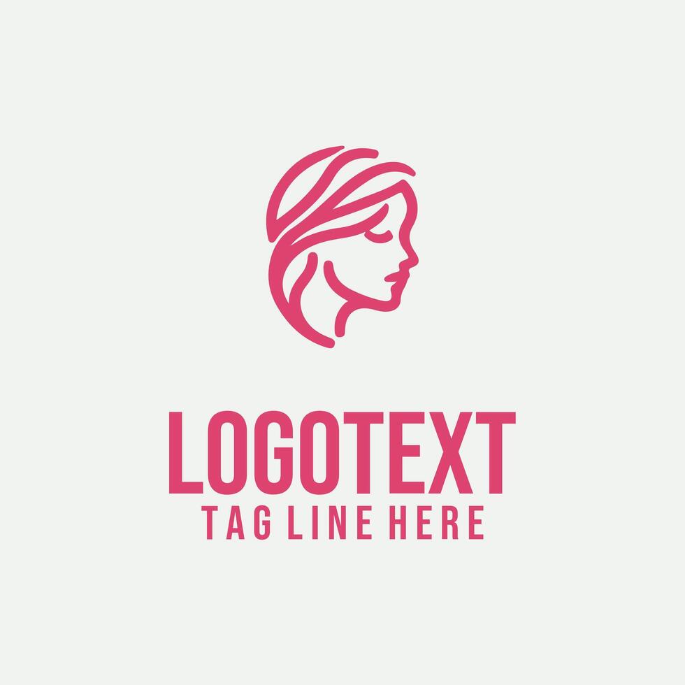 Elegant Femme Line linear lady face logo vector