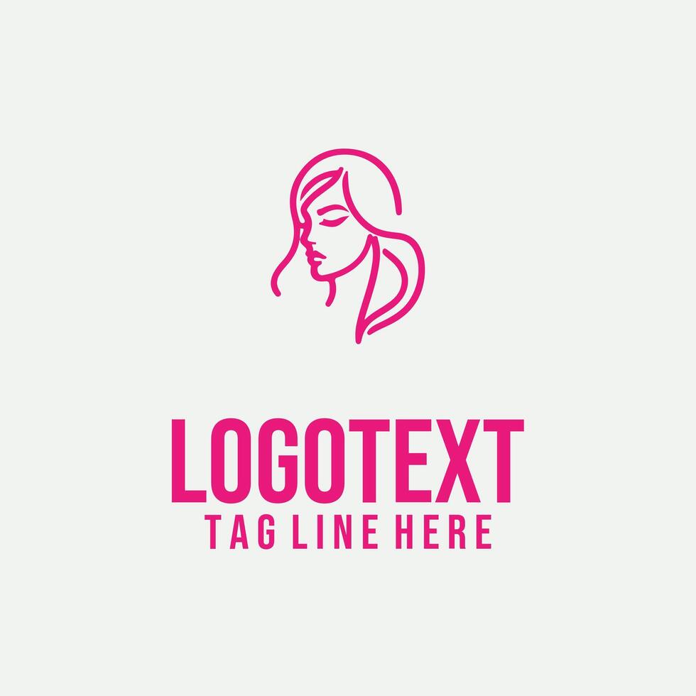 Simplified Femme linear lady face logo vector