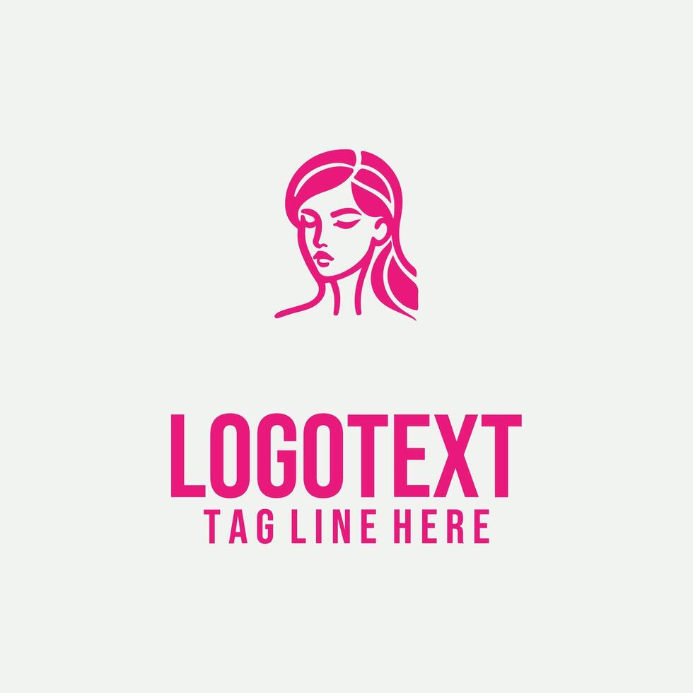 Ladys Elegance linear lady face logo vector