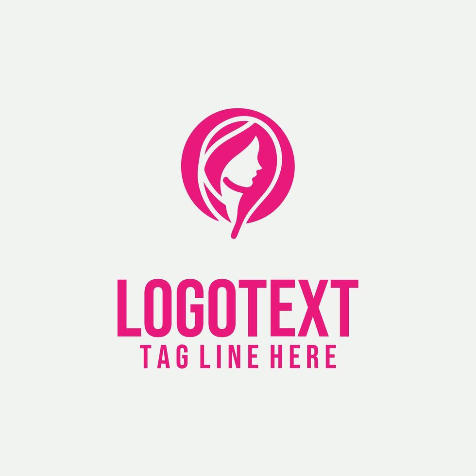 Lady in Flow linear lady face logo vector