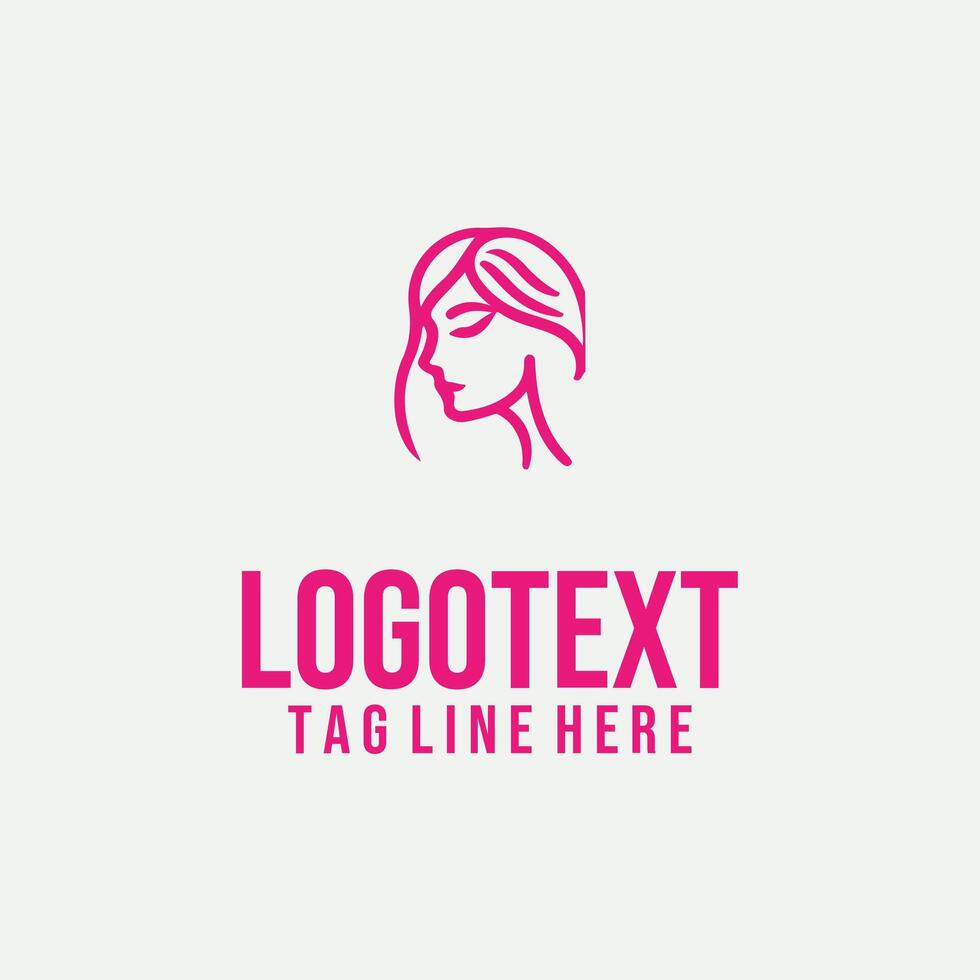 Feminine Outline linear lady face logo vector