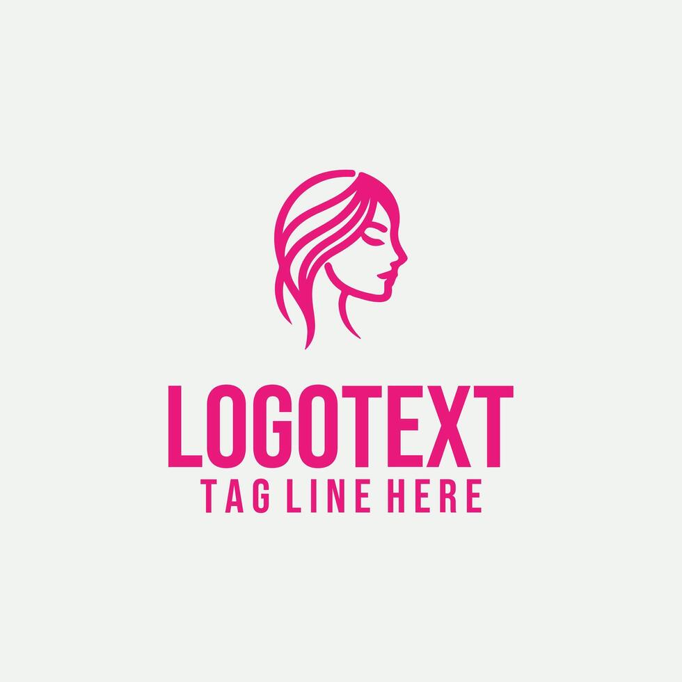 Femme Outline Art linear lady face logo vector