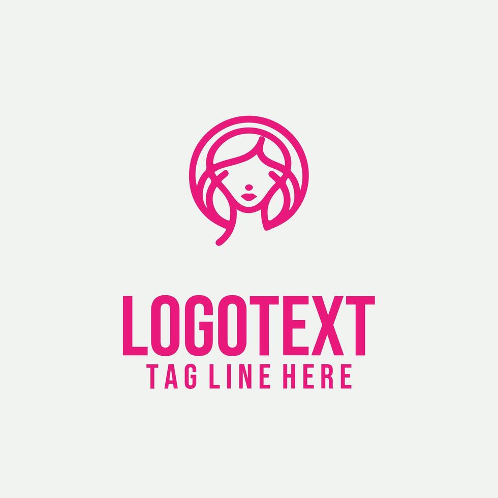 Lady in Motion linear lady face logo vector