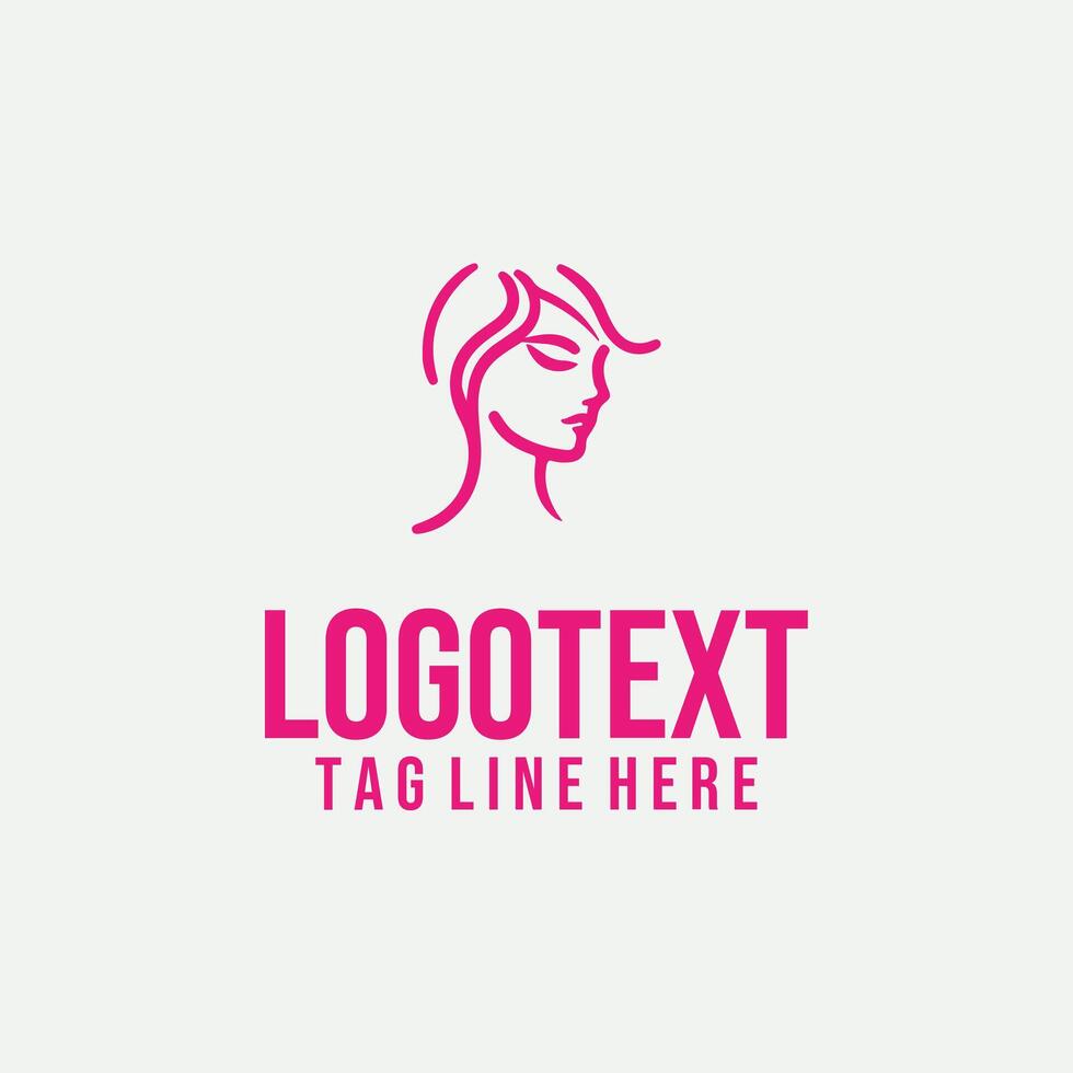 Graceful Trace linear lady face logo vector