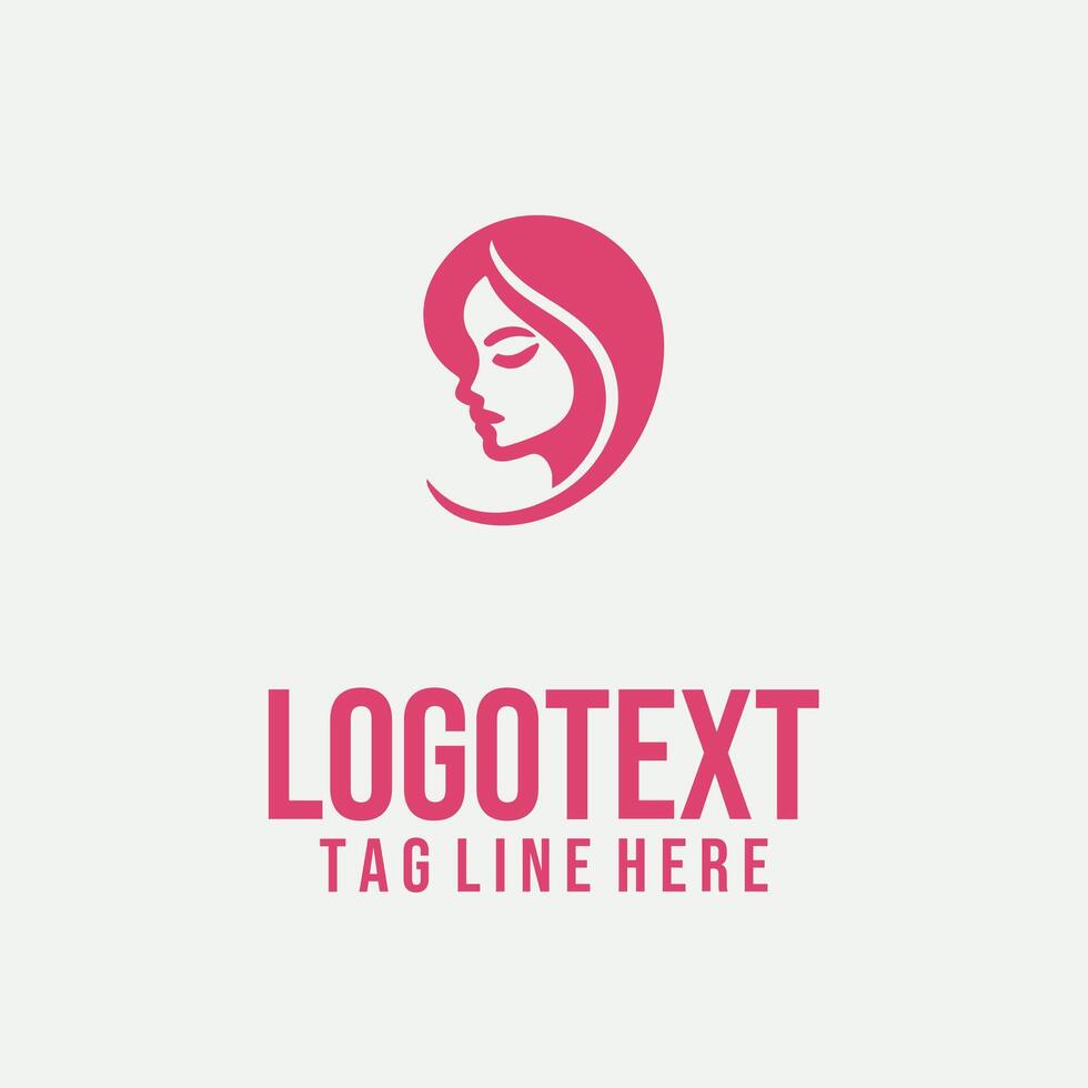 Simple Lady Silhouette linear lady face logo vector