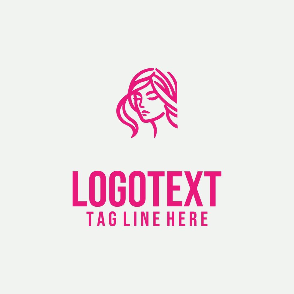 Line Reflections linear lady face logo vector