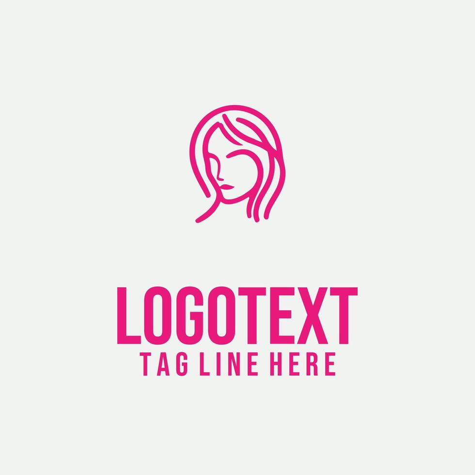 Elegance in Lines linear lady face logo vector
