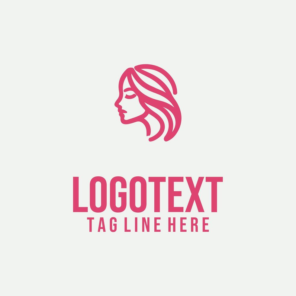 Chic Silhouette linear lady face logo vector