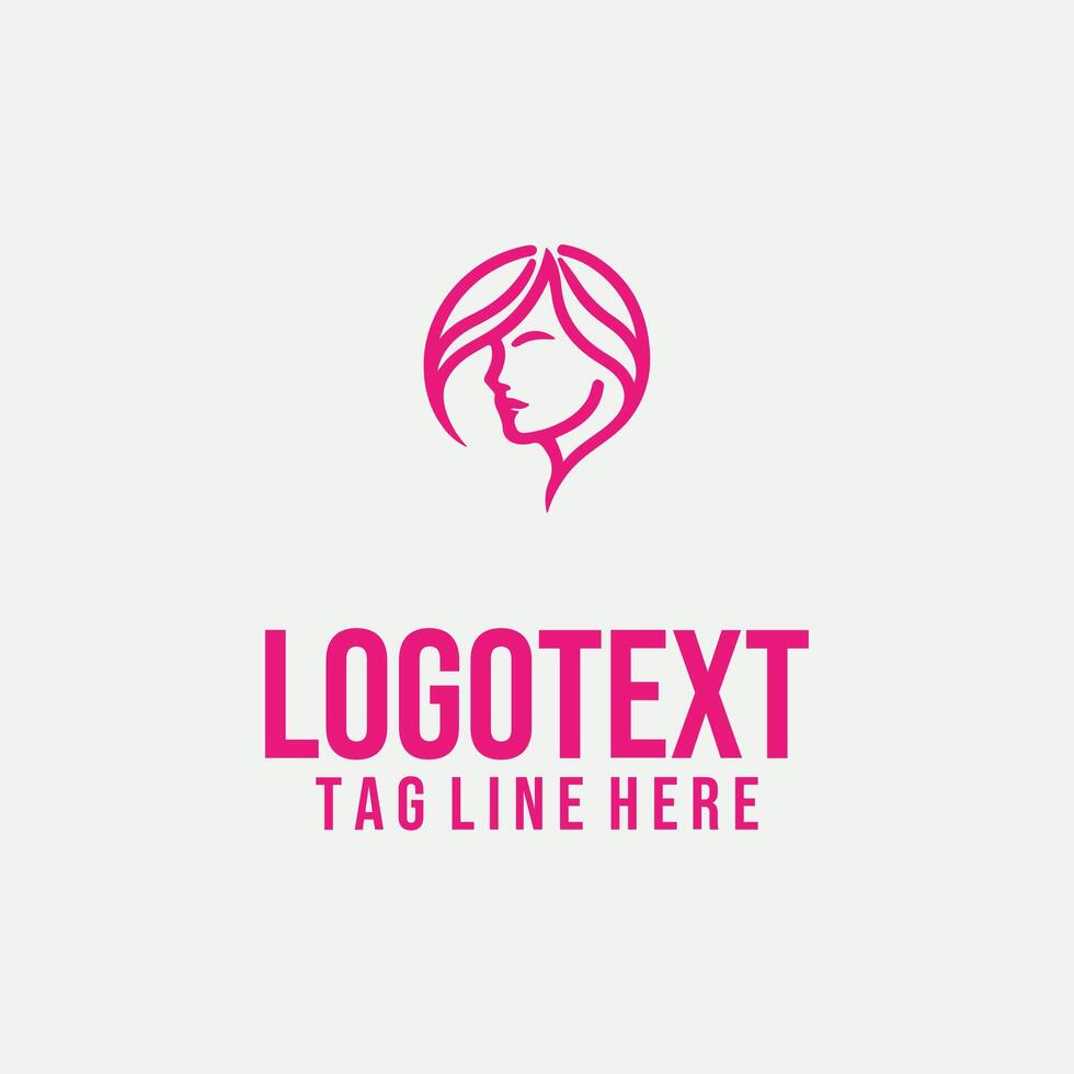 Linear Lady Art linear lady face logo vector