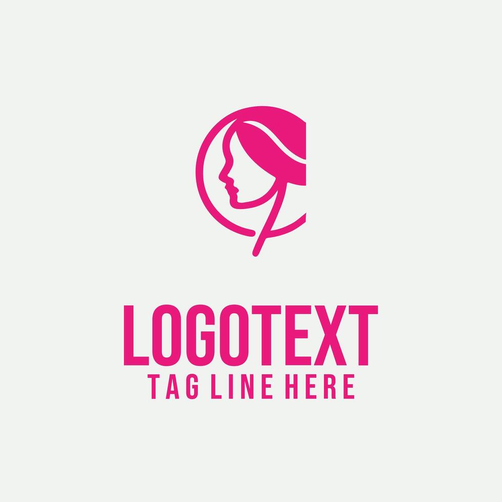 Lady Face Line linear lady face logo vector