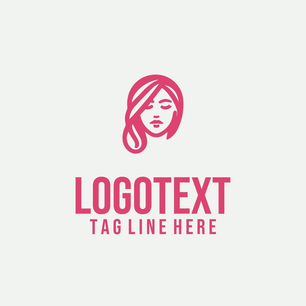 Femme Visage linear lady face logo vector
