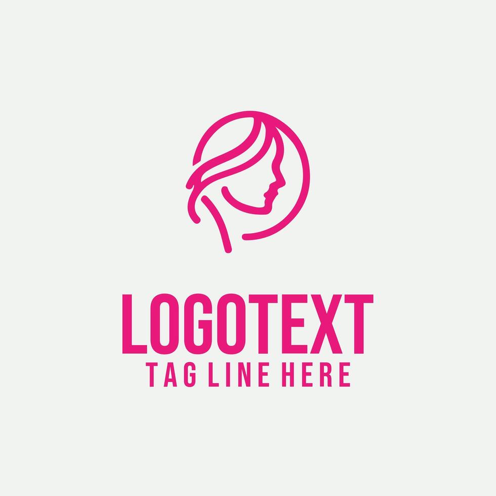 Elegant Trace linear lady face logo vector