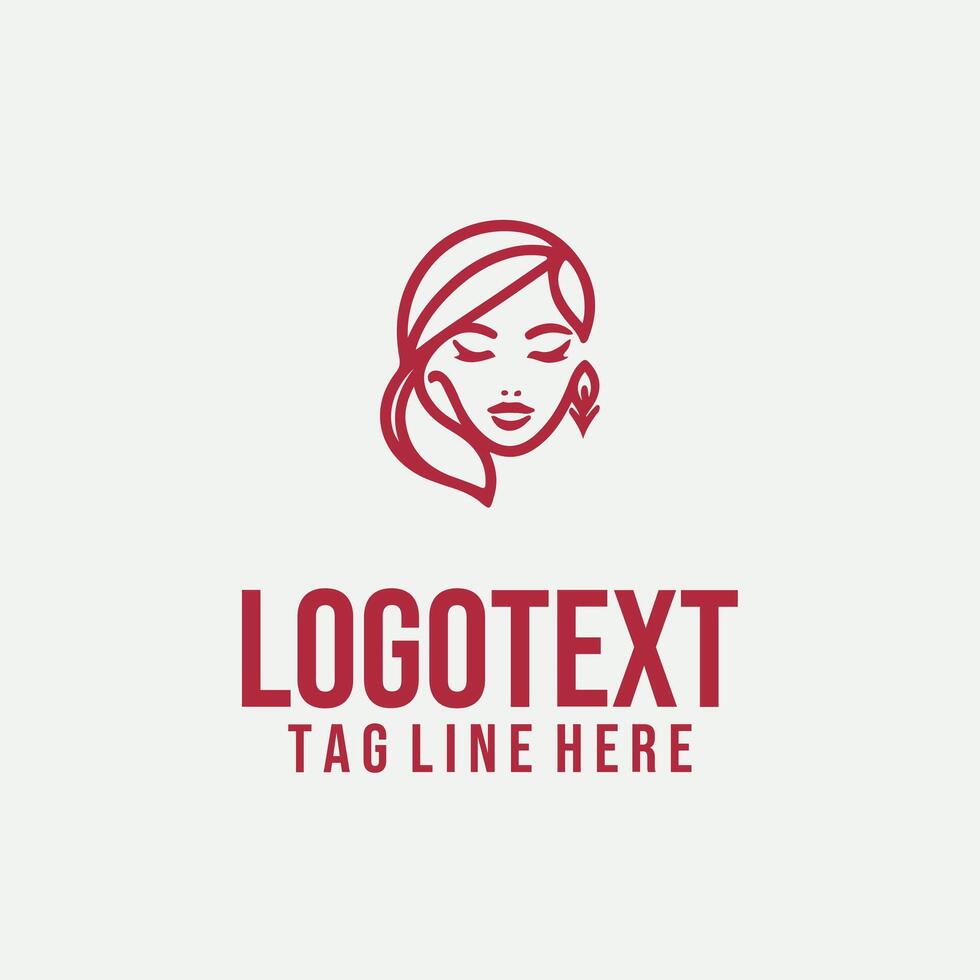 Lady Trace linear lady face logo vector
