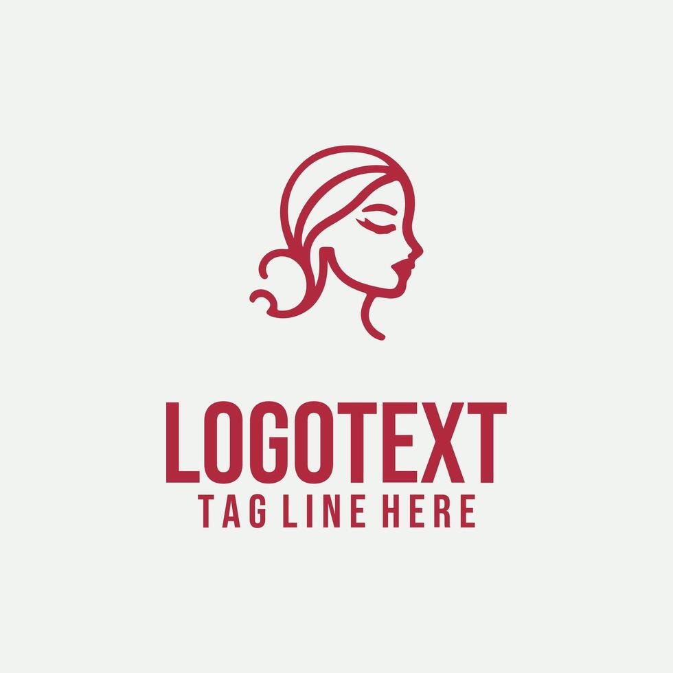 Womans Silhouette linear lady face logo vector