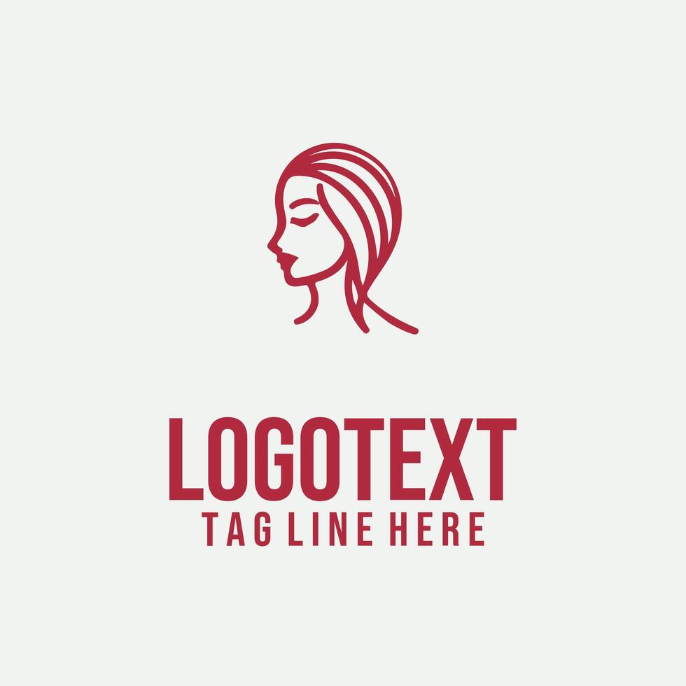 Femme in Motion linear lady face logo vector
