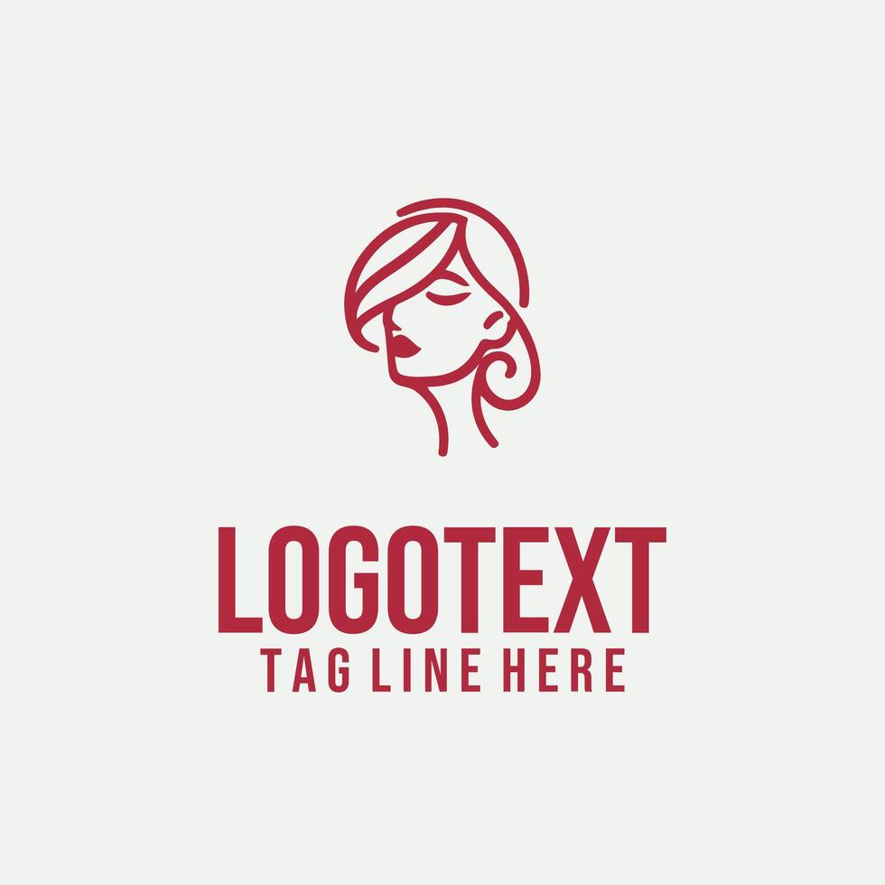 Linear Muse linear lady face logo vector