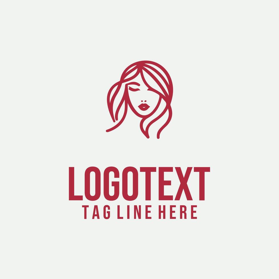 Ladys Art linear lady face logo vector