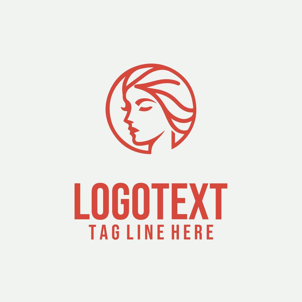 Grace in Lines linear lady face logo vector
