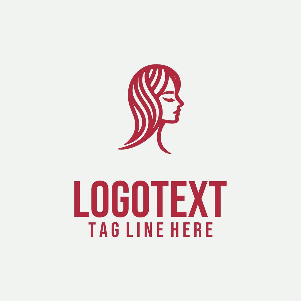 Femme Reflection linear lady face logo vector