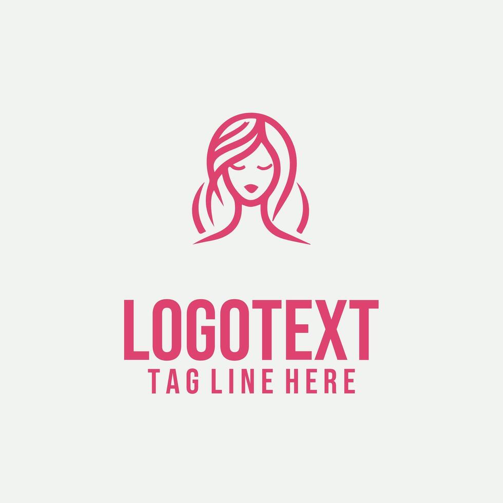 Lady in Lines linear lady face logo vector