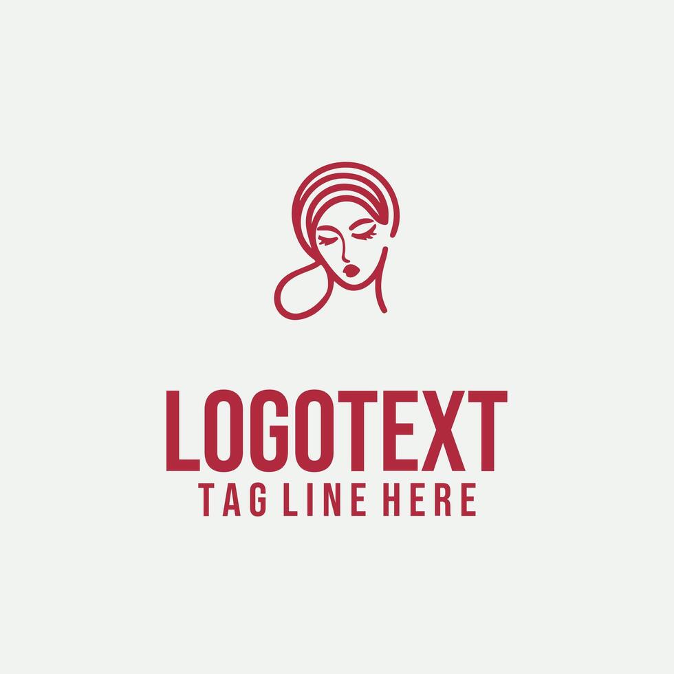 Lady Shape linear lady face logo vector