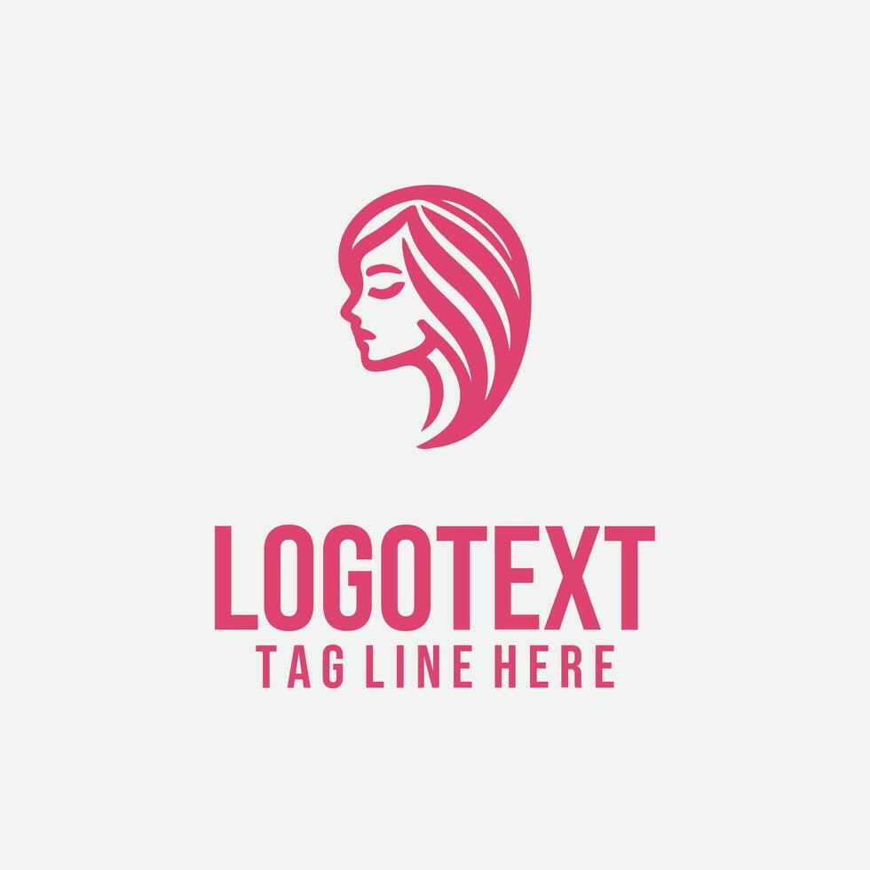 Elegant Linescape linear lady face logo vector