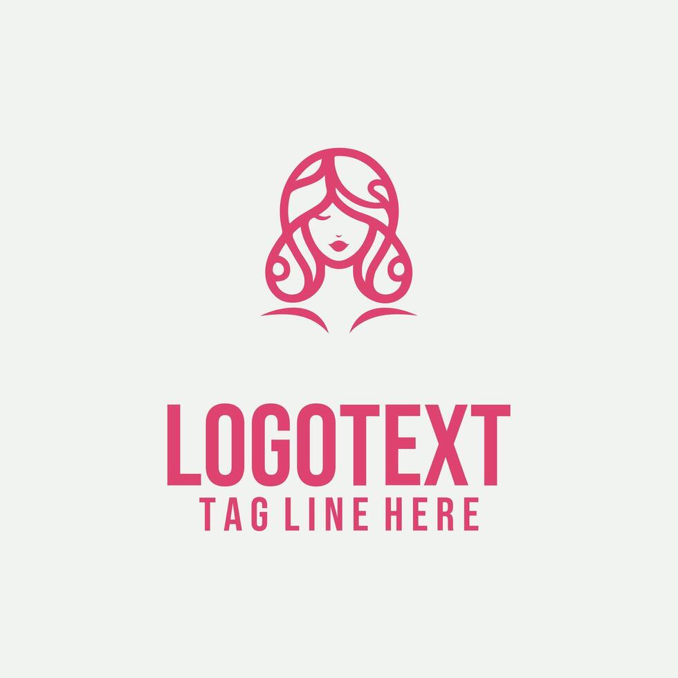 The Ladys Mark linear lady face logo vector