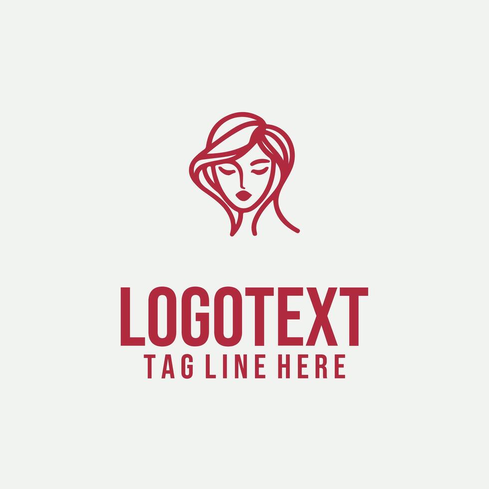 Femme Flow linear lady face logo vector