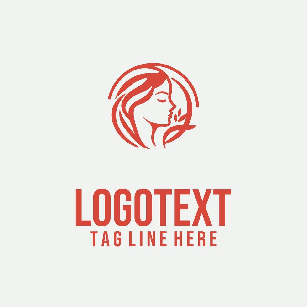 Ladys Trace linear lady face logo vector