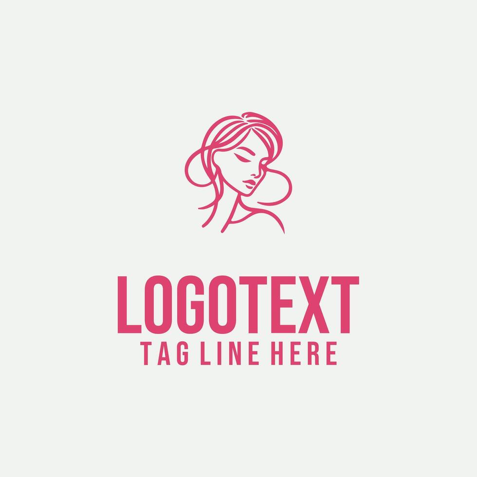 Femme Sketch linear lady face logo vector