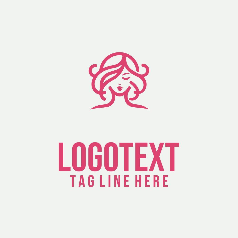 Ladys Contour linear lady face logo vector