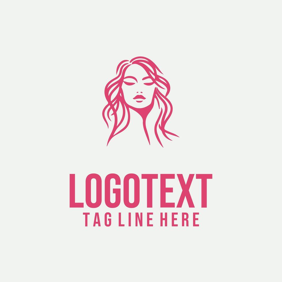 Face in Lines linear lady face logo vector
