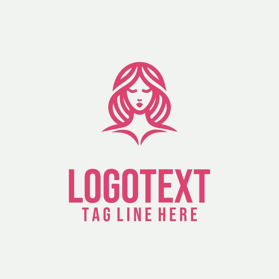 Linear Beauty linear lady face logo vector