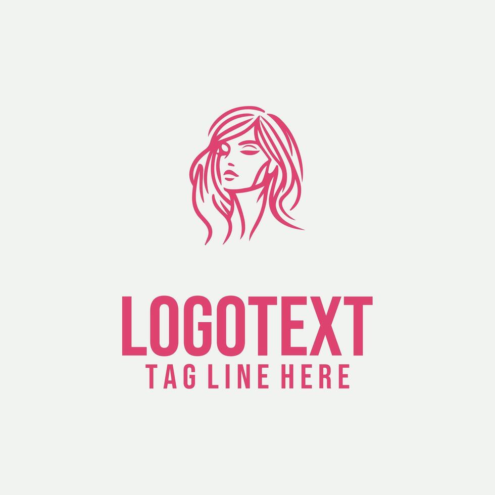 Silhouette Muse linear lady face logo vector