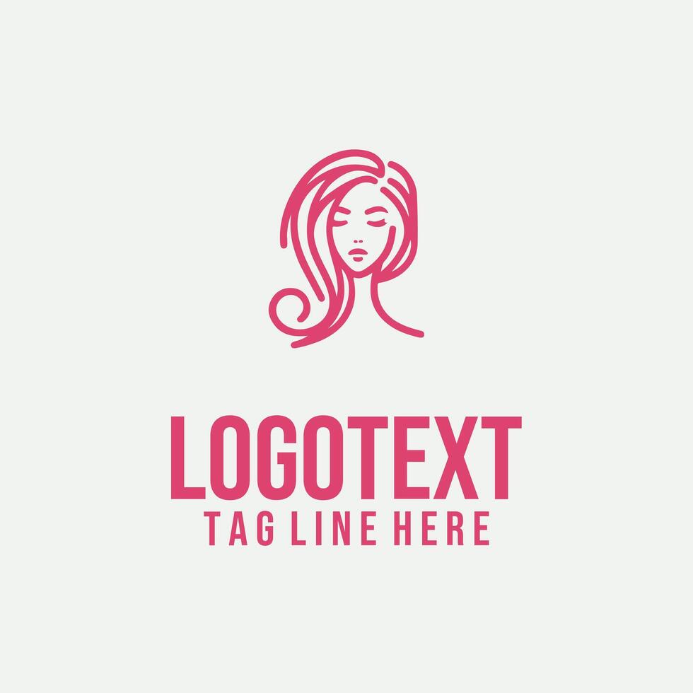 Lady Lines linear lady face logo vector