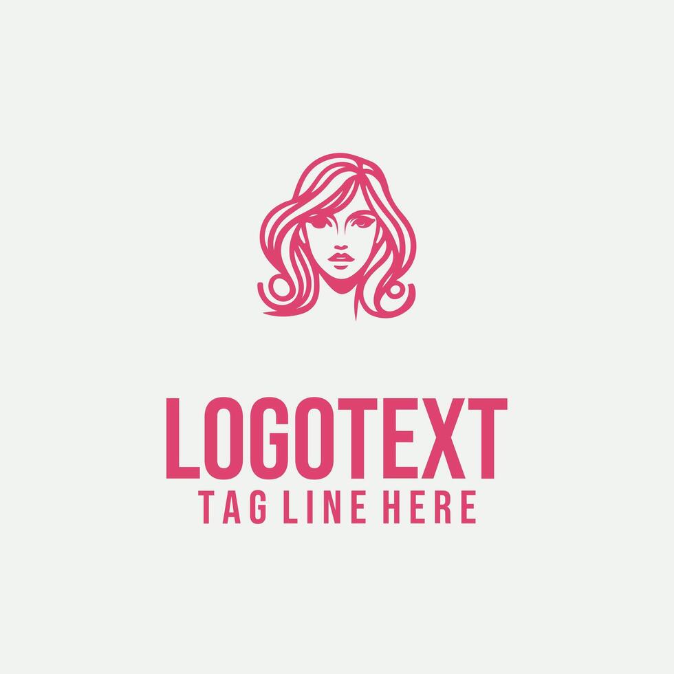 Sculpted Linear Glam linear lady face logo vector
