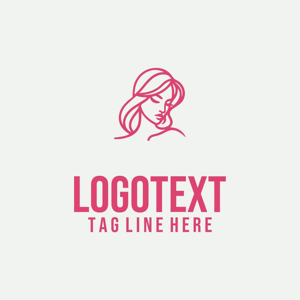 Femme Crafted Line linear lady face logo vector