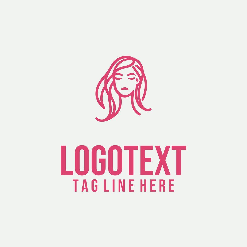 Sculpted Grace Art linear lady face logo vector