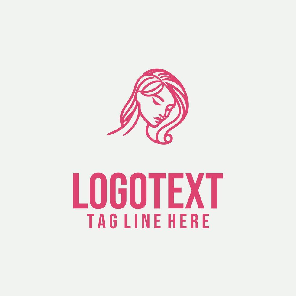 Linear Glam Chic linear lady face logo vector